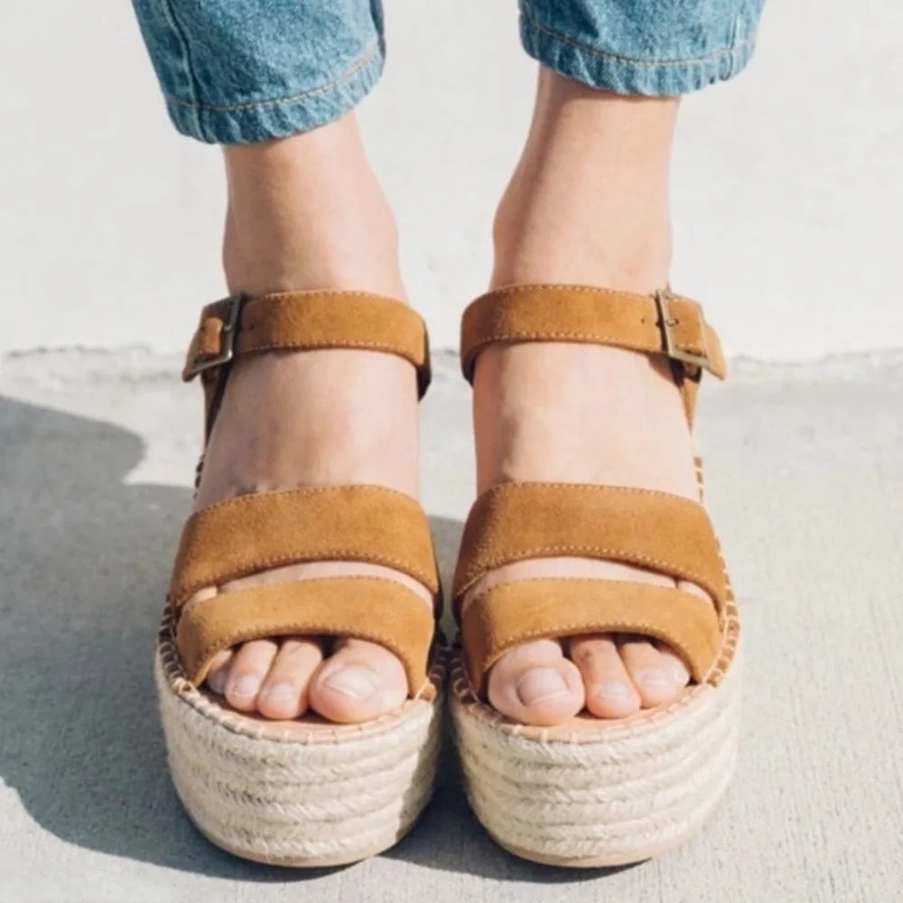 SOLUDOS • Walnut Como Platform Wedge Sandals Includes Box